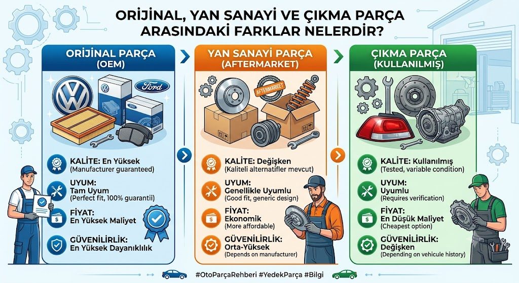 Orijinal, Yan Sanayi ve Çıkma Parça Arasındaki Farklar Nelerdir?