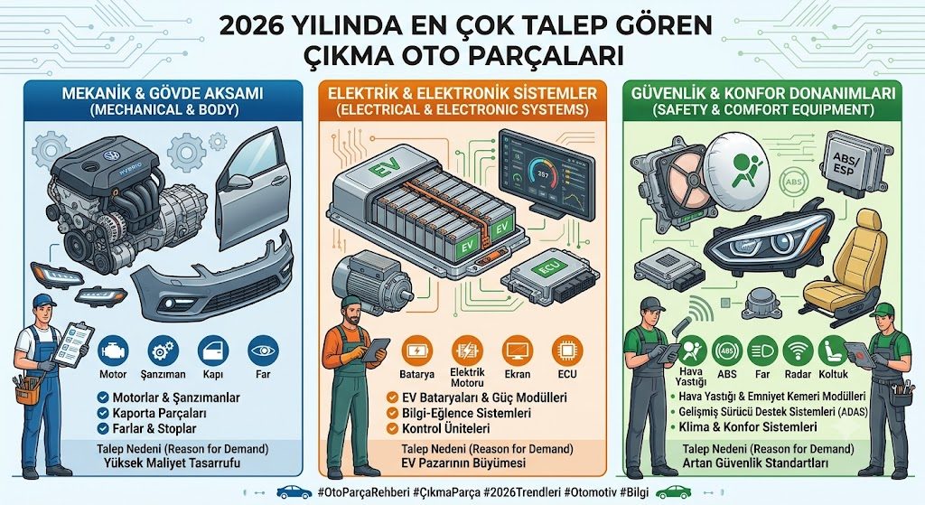 2026 Yılında En Çok Talep Gören Çıkma Oto Parçaları